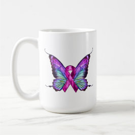 Caneca De Café Borboleta de Sensibilização Colorida para o Cancer