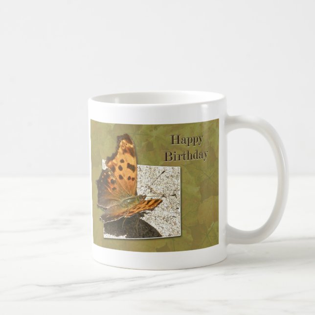 Caneca De Café Borboleta de Vírgula de Ângulo de Aniversário (Direita)