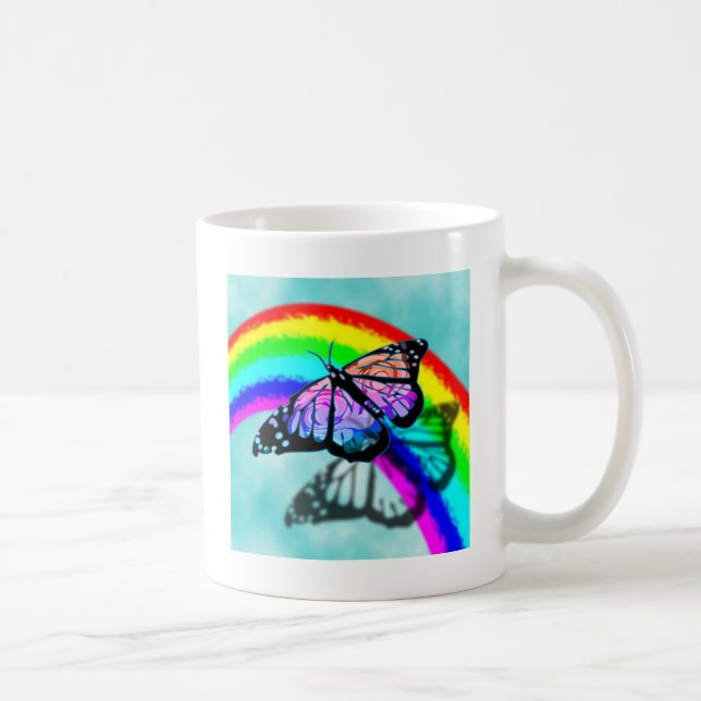 Caneca De Café Borboleta do arco-íris (Direita)
