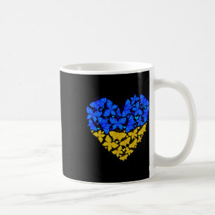 Caneca De Café Borboleta do Coração da Bandeira da Ucrânia Vintag