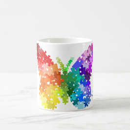 Caneca De Café Borboleta do quebra-cabeça do arco-íris da