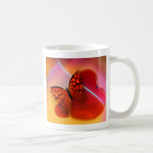 Caneca De Café Borboleta e Corações