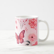 Borboleta e floral rosa 