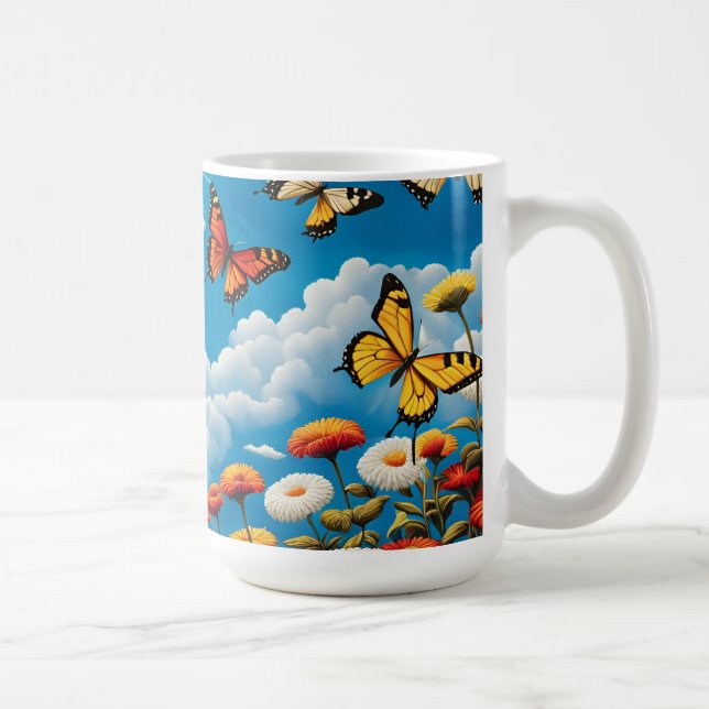 Caneca De Café Borboleta e Flores (Direita)