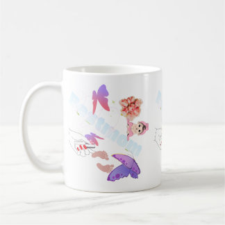 Caneca de Café Borboleta e Flores Pastel Caprichos