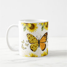 Caneca de Café Borboleta e Girassol – Natureza Flo