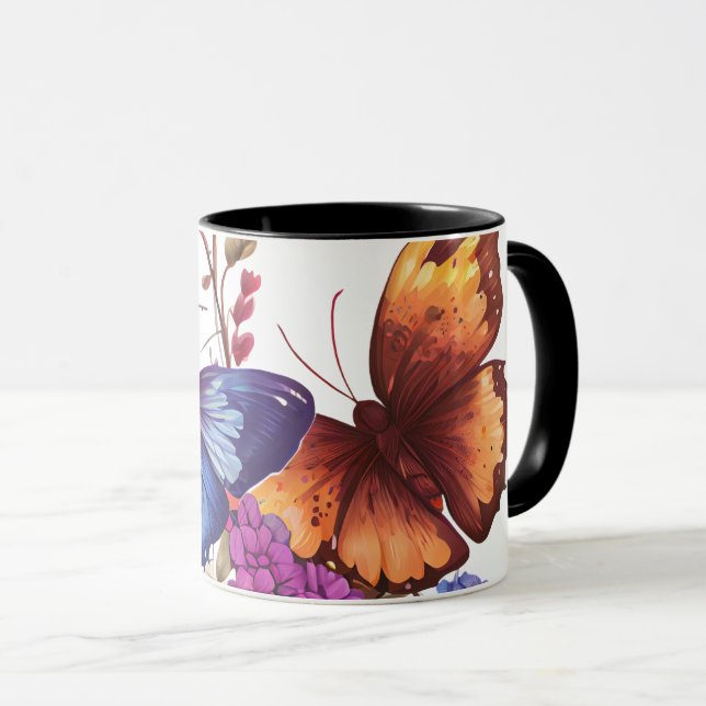 Caneca de Café Borboleta Elegante (Frente Esquerda)