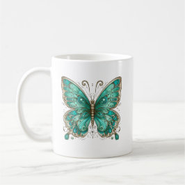 Caneca De Café Borboleta Elegante Turquesa Cerâmica Clássica