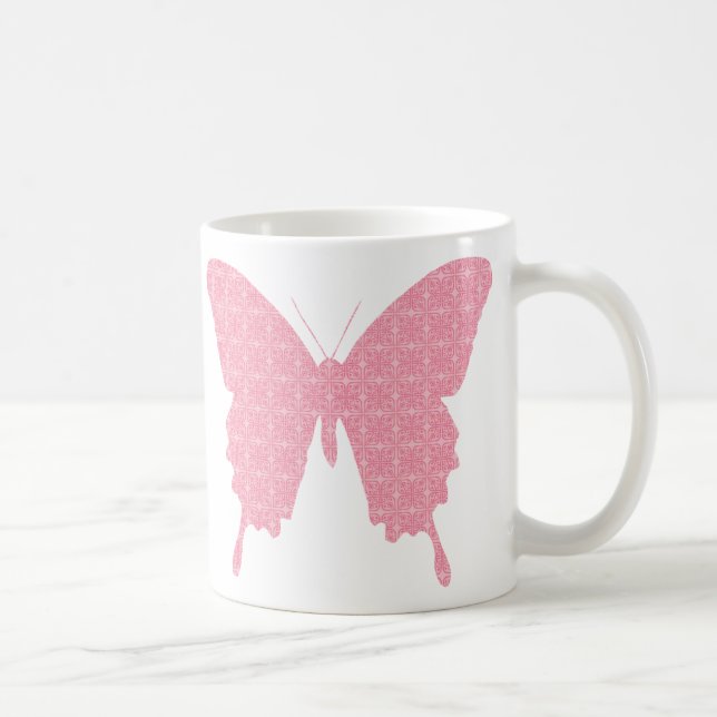 Caneca De Café Borboleta em impressão de papel de parede - rosa c (Direita)