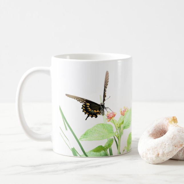 Caneca De Café Borboleta em Lantana, em Branco (Com Donut)