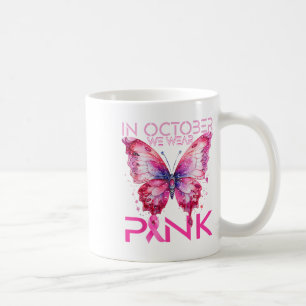 Caneca De Café Borboleta Em Outubro Vestimos Cancer Rosa