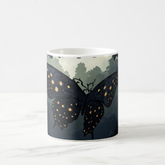 Caneca De Café borboleta escura com asas adornadas com luminosos,