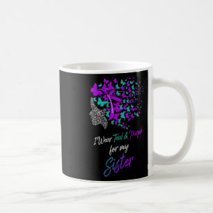 Caneca De Café Borboleta Eu Visto Teal E Roxo Para Irmã Suicid