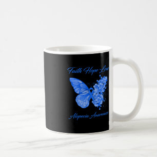 Caneca De Café Borboleta Fé Esperança Ama Alopecia Consciência