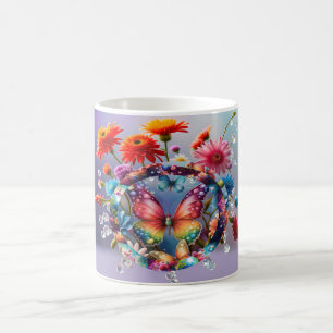 Caneca De Café Borboleta Flor