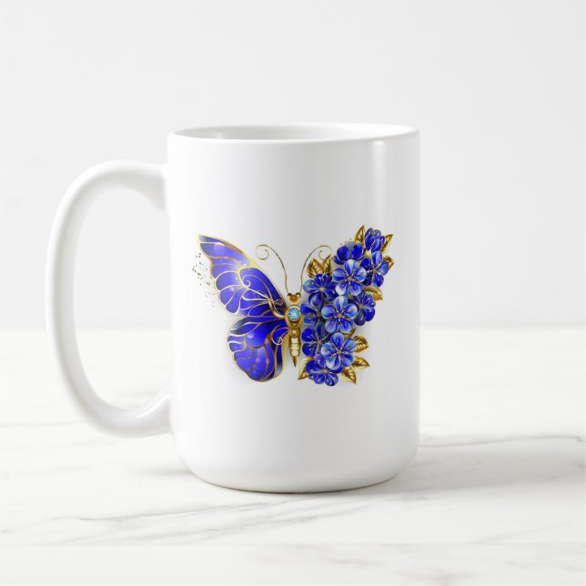 Caneca De Café Borboleta Flor Sapphire (Esquerda)