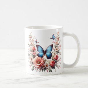 Caneca De Café Borboleta Floral de Aniversário Personalizada-9628