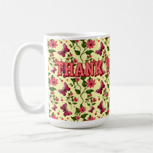 Caneca De Café Borboleta Floral de Porcelana Moderna de Jardim de