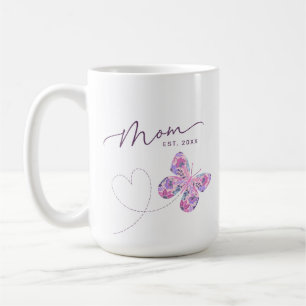 Caneca De Café Borboleta Floral Personalizada Mãe