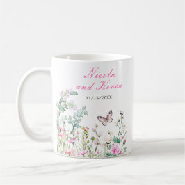 Caneca De Café Borboleta Floral Verde de Primavera Casamento