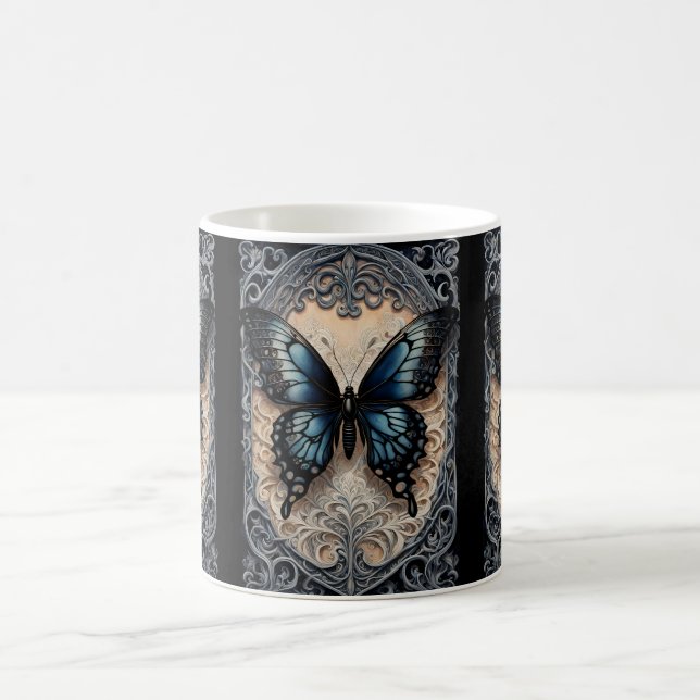 Caneca De Café Borboleta Gótica em Ornamentado Scrollwork (Centro)