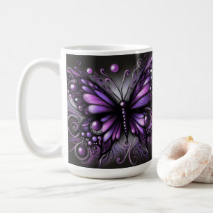 Caneca De Café Borboleta Gótica Whimsical Purple Black Colortion