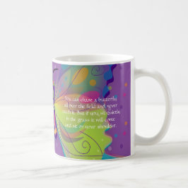 Caneca De Café Borboleta Grande e Brilhante com Poema