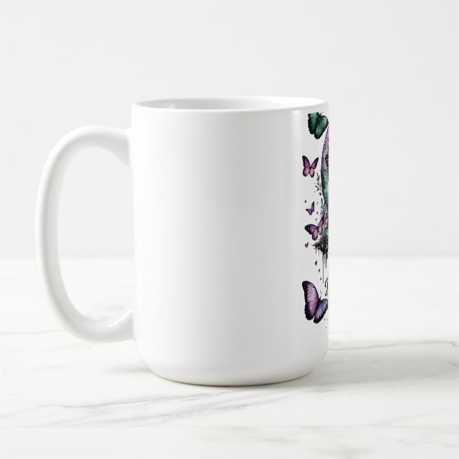 Caneca de Café Borboleta | Inspiração Floral Fairy (Esquerda)