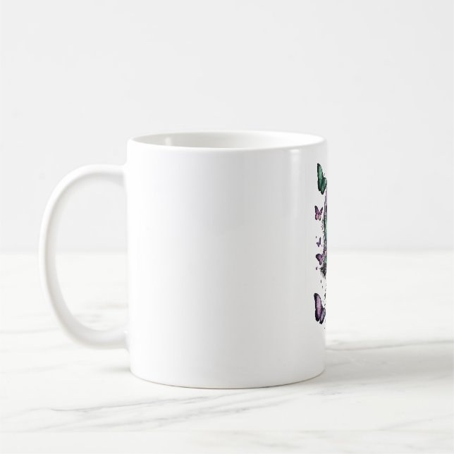 Caneca de Café Borboleta | Inspiração Floral Fairy (Esquerda)