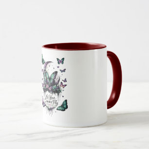 Caneca de Café Borboleta Inspiração Floral Fairy