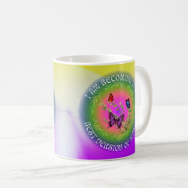 Caneca de Café Borboleta Inspiradora, Auto Crescim (Frente Esquerda)
