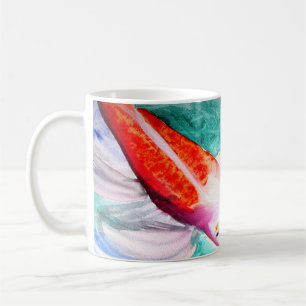 Caneca De Café Borboleta Koi aquarela Japonês Peixe Art