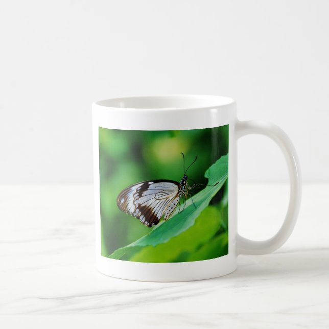 Caneca De Café Borboleta Marrom Escuro e Cinza (Direita)