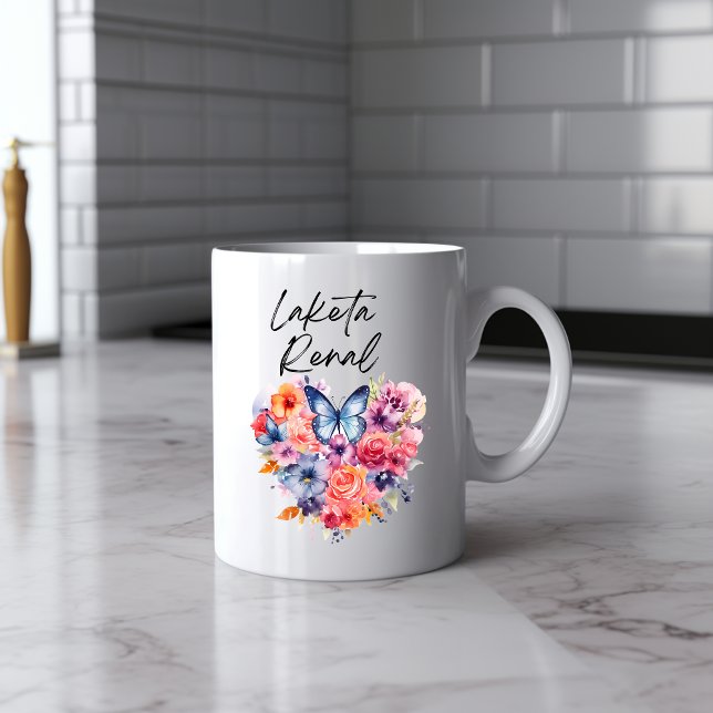 Caneca De Café Borboleta Mensageira Aquarela (Criador carregado)