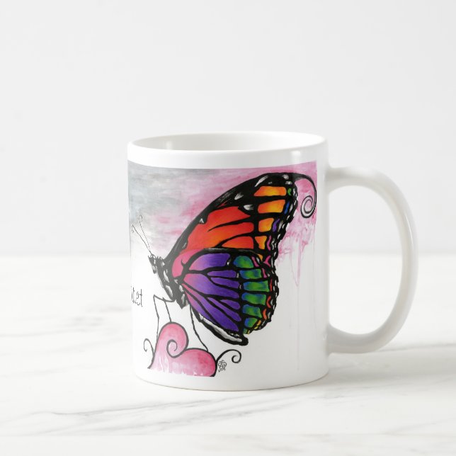 Caneca De Café Borboleta Monarca Arco-íris Arte de Fantasia Origi (Direita)