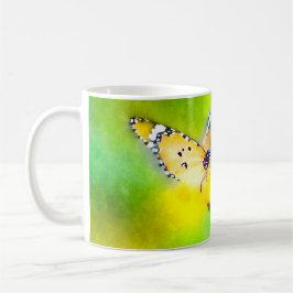 Caneca De Café Borboleta Monarca de Aquarela e Flor Mug