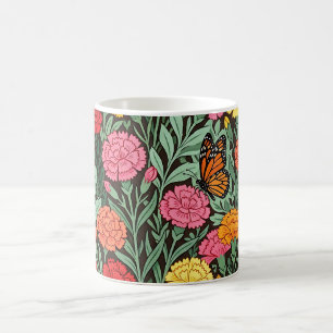 Caneca de Café Borboleta Monarca de Cravos Abstrat