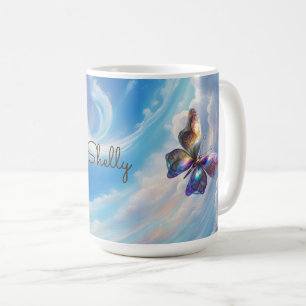 Caneca De Café Borboleta Nas Nuvens