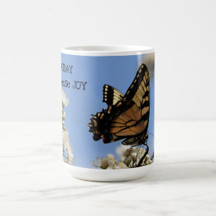 Caneca De Café Borboleta no Floral: Hoje Escolho Alegria