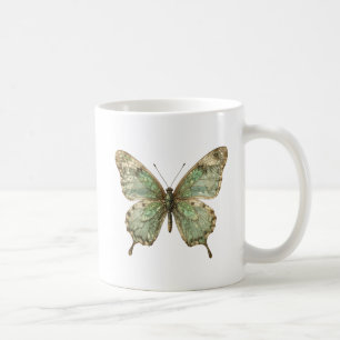 Caneca De Café Borboleta Ornamentada com Asas de Padrão de Folha
