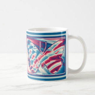 Caneca De Café Borboleta patriótica do Fractal
