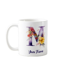 Borboleta Personalizada e Flores - Letra "M"