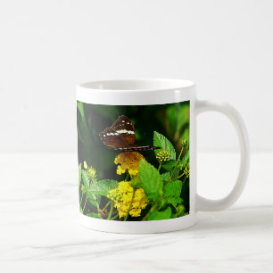 Caneca De Café Borboleta Preta em Lantana Amarela