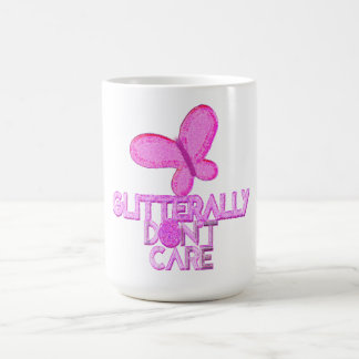 Caneca De Café Borboleta rosa brilhante não se importa