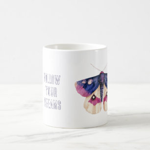 Caneca De Café Borboleta Rosa Creme Roxa