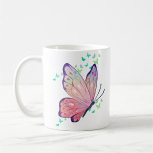 Caneca De Café Borboleta rosa e roxa