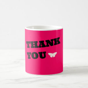 Caneca De Café Borboleta Rosa Obrigado
