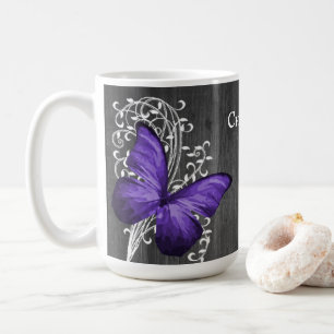 Caneca De Café Borboleta russa roxa - Mug de café personalizado