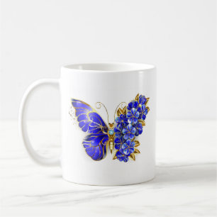 Caneca De Café Borboleta Safira Flor