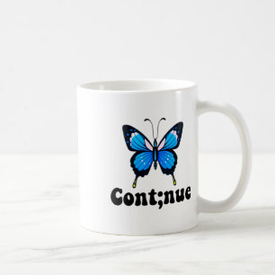 Caneca De Café Borboleta Saúde Mental Continuar Semicolon